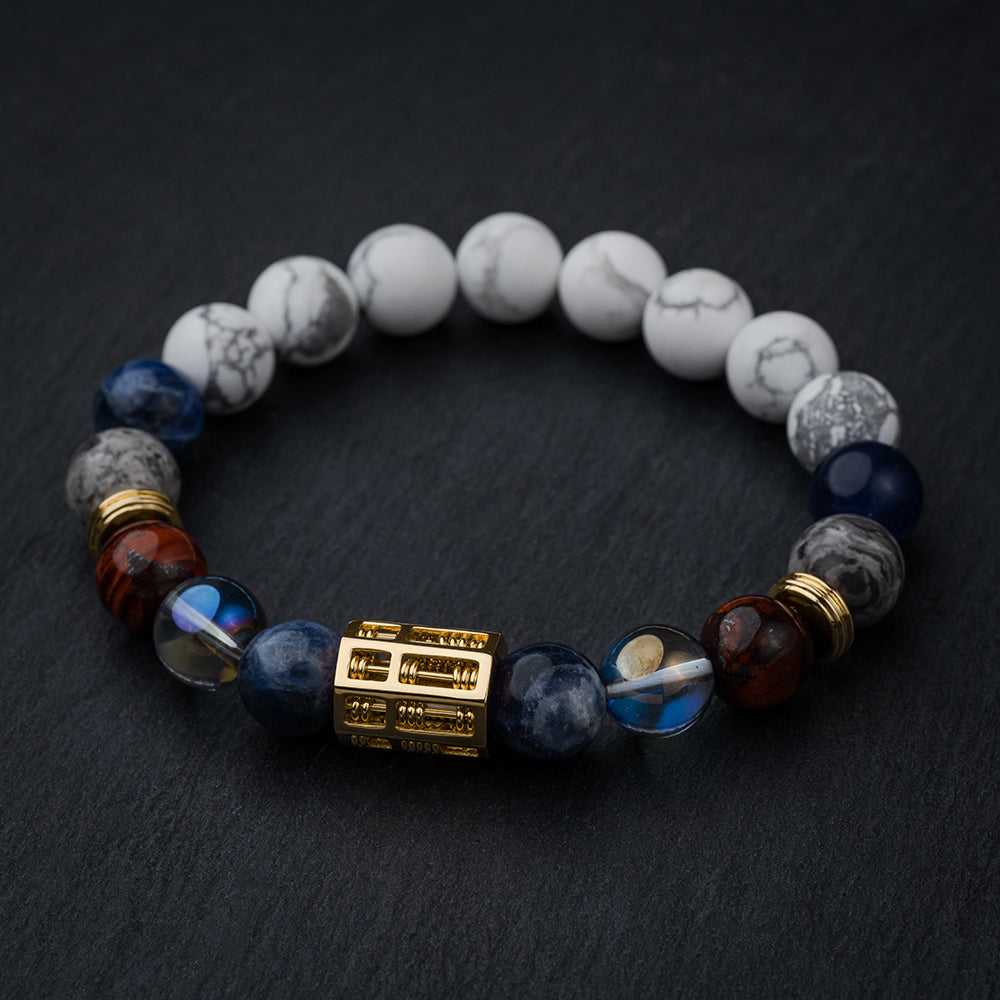 The Abundance - Abacus Bracelet - WHITE TURQUOISE - ROYAL BLUE SODALITE - FUSION TIGER EYE - EAGLE EYE - AUSTRIAN CRYSTAL - Hoseiki