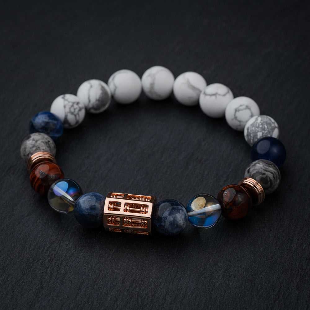 The Abundance - Abacus Bracelet - WHITE TURQUOISE - ROYAL BLUE SODALITE - FUSION TIGER EYE - EAGLE EYE - AUSTRIAN CRYSTAL - Hoseiki